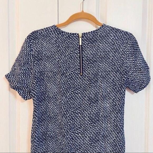 Michael Michael Kors Blue Print Short Sleeve Crew Neck Viscose Shift Dress XS - Picture 4 of 6